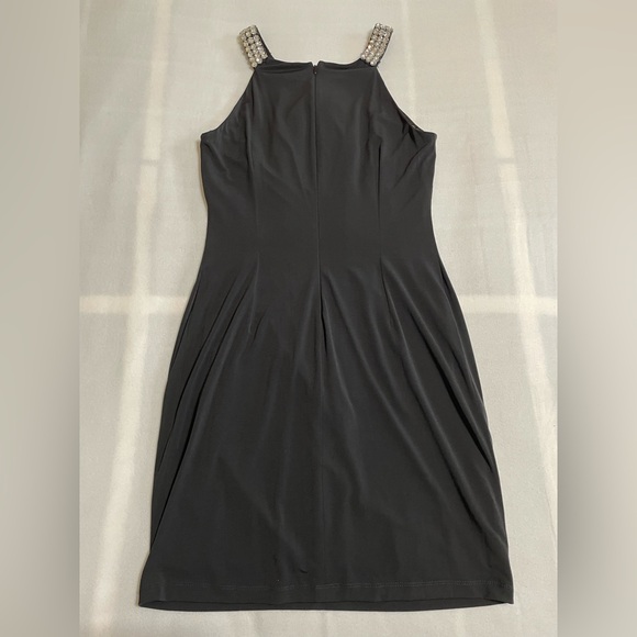 David Meister Black Rhinestone Halter Cocktail Dress Cascade Glam Party EUC - Picture 10 of 14